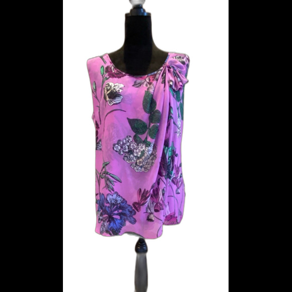 New York and Company Blouse  Plus Size XL Top Sleeveless  Purple Chic Flowy - Picture 2 of 9